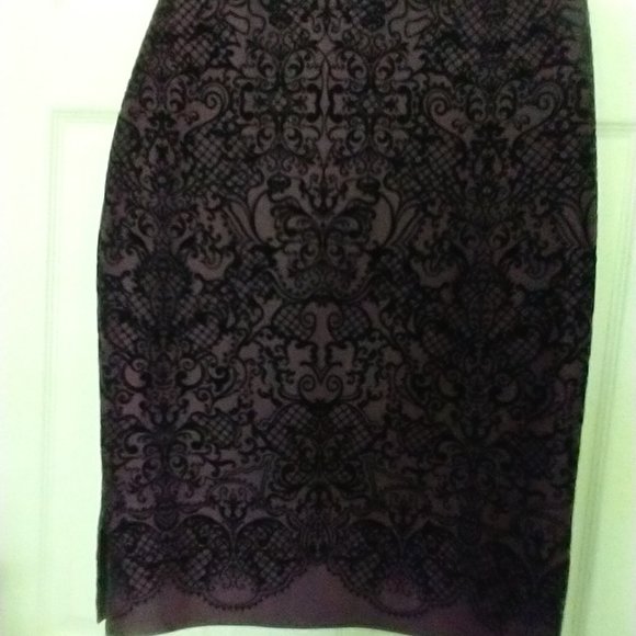 Melissa Paige Dresses & Skirts - Melissa Paige Purple Flocked Straight Skirt Size M